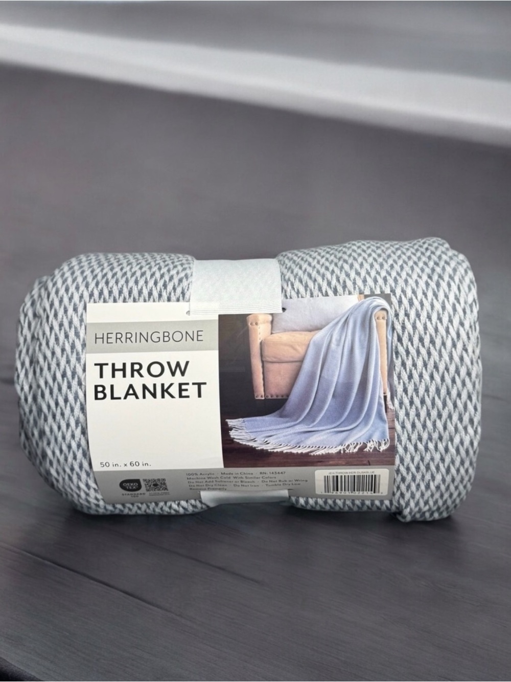 Herringbone Throw Blanket | Dusk Blue | NWT